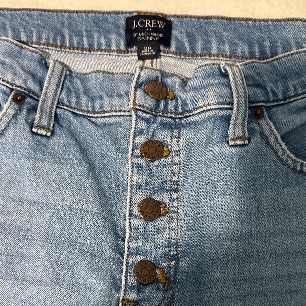 J Crew 9” Midrise Skinny button fly Jeans - Picture 3 of 7